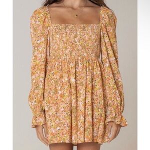 Girl and the sun orange floral dress